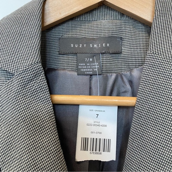 NWT Size 7/8 Fall Blazer Suzy Shier Women’s Blazer Houndstooth - Picture 4 of 10